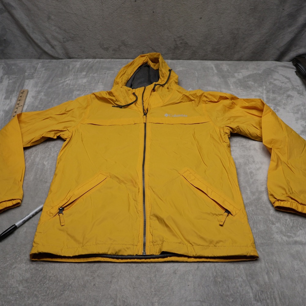 Columbia Jacket Mens Small Yellow Oroville Creek Lined Waterproof Windbreaker